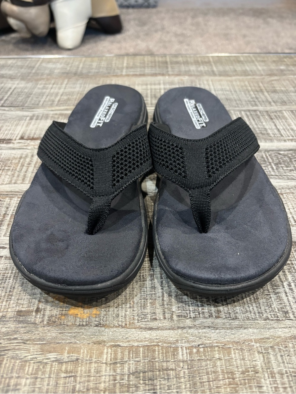 Skechers Black Mesh Thong Sandals